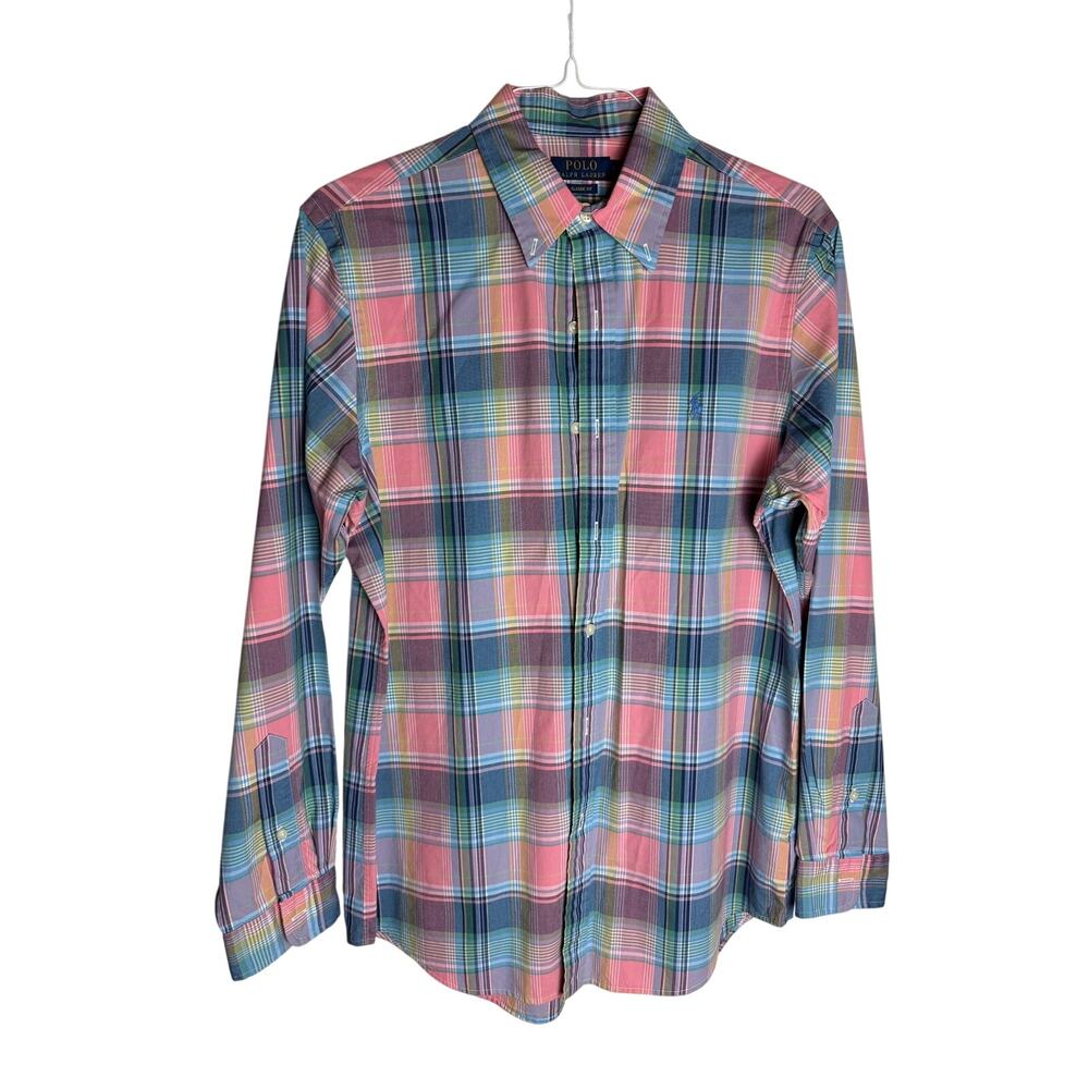 Polo Ralph Lauren Men’s Classic Fit Madras Plaid Button-Up Shirt Large